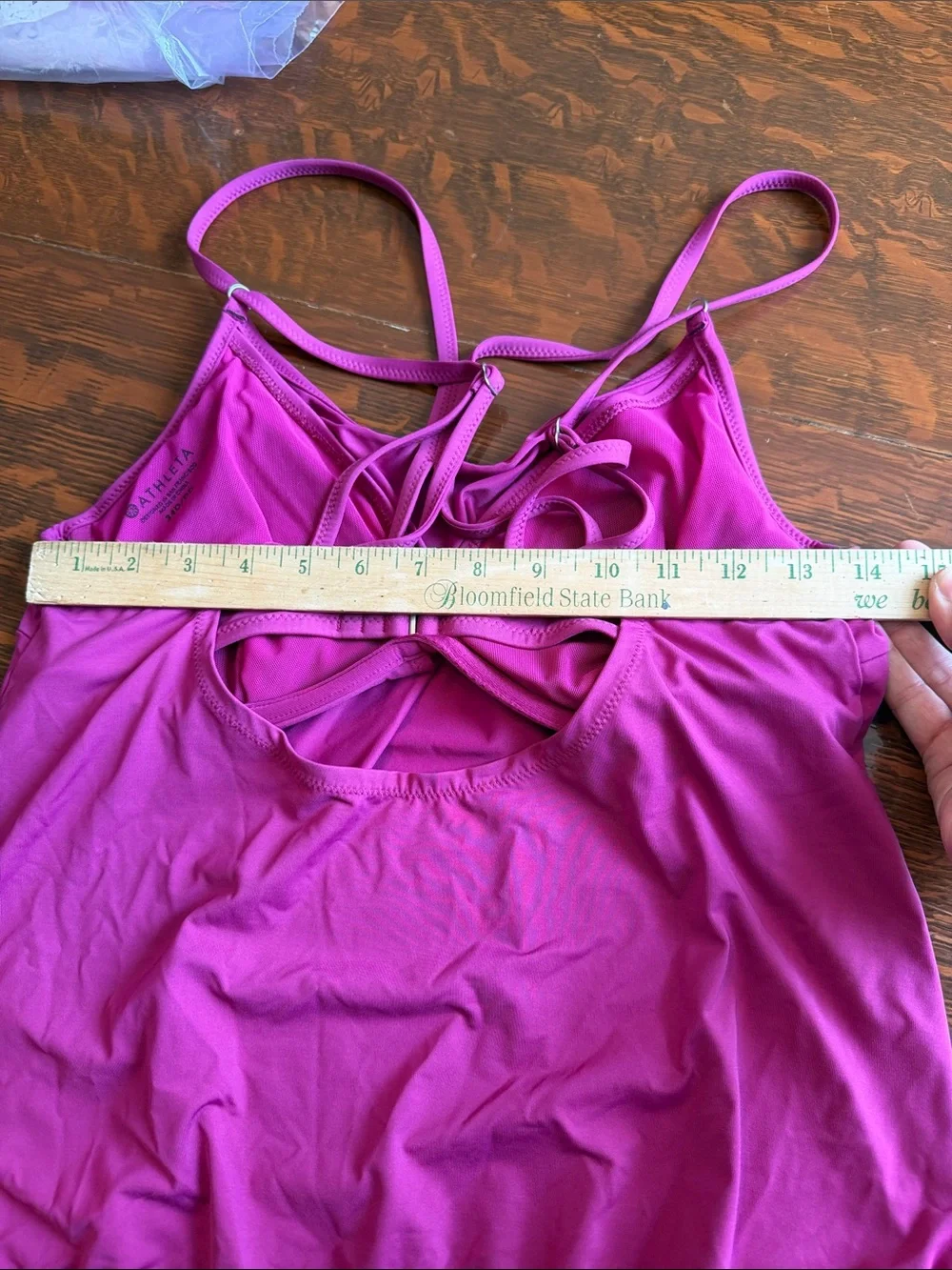 Athleta Magenta Racerback Tankini size 34D/DD purple magenta cross back